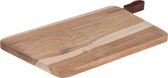 Houten snijplank/serveerplank met leren hengsel 30 cm - Snijplanken/serveerplanken/broodplanken van hout