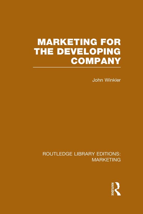 Marketing for the Developing Company (Rle Marketing) - cover