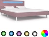 Decoways - Bedframe met LED stof roze 140x200 cm
