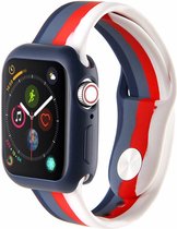 Geschikt voor Apple watch 4|5|6 bandje 42mm - 44mm large siliconen blauw - grijs - rood - wit