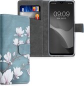 kwmobile telefoonhoesje voor Xiaomi Redmi Note 8T - Hoesje met pasjeshouder in taupe / wit / blauwgrijs - Magnolia design