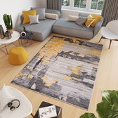 Tapiso Elefanta Vloerkleed Grijs Geel Abstract Modern Woonkamer Tapijt Maat- 80x150