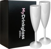 2x Champagneglas Givet 19cl - Wit - Onbreekbaar - Kunststof Champagneglazen - Plastic Champagneglazen