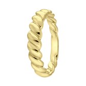Lucardi Dames Goldplated ring twisted - Ring - Cadeau - Moederdag - Echt Zilver - Goudkleurig