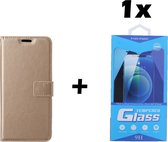 Samsung Galaxy Xcover 4 Telefoonhoesje - Bookcase - Ruimte voor 3 pasjes - Kunstleer - met 1x Tempered Screenprotector - SAFRANT1 - Goud