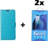 Samsung Galaxy J3 2017 Telefoonhoesje - Bookcase - Ruimte voor 3 pasjes - Kunstleer - met 2x Tempered Screenprotector - SAFRANT1 - Turquoise