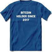 BTC Holder Since 2017- Crypto T-Shirt Kleding Cadeau | Dames / Heren / Unisex | Bitcoin / Ethereum shirt | Grappig Verjaardag kado | BTC Tshirt Met Print | - Donker Blauw - XL