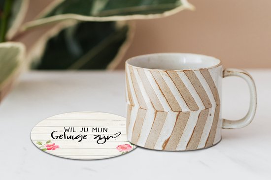 Sous- Sous-verres pour verres - Ronds - Fleurs - 'Will you be my best man?' - Proverbes - Citations - 10x10 cm - Sous-verres - 6 pièces