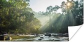Poster De zon schijnt op een rivier in een Maleisisch bos - 150x75 cm