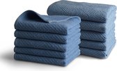 Luxe  handdoek set - 10 delig - 5x 50x100 + 5x 70x140 - blauw - KUBUS - jacquard geweven - 100% katoen - extra zacht badstof - handdoekset - handdoeken - luxe set badhanddoeken - handdoekense