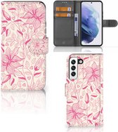 Telefoon Hoesje Geschikt voor Samsung Galaxy S22 Magnet Case Pink Flowers