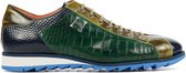 Harris Sneakers Heren - Lage sneakers / Herenschoenen - Leer - 2817 croco - Crocoprint  -  Groen - Maat 43