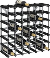 vidaXL Wijnrek voor 42 flessen massief grenenhout zwart