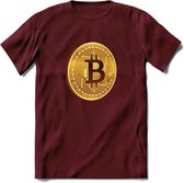 Bitcoin Coin - Crypto T-Shirt Kleding Cadeau | Dames / Heren / Unisex | Bitcoin / Ethereum shirt | Grappig Verjaardag kado | BTC Tshirt Met Print | - Burgundy - M