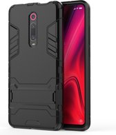 Mobigear Hoesje geschikt voor Xiaomi Mi 9T Telefoonhoesje Hardcase | Mobigear Armor Stand Backcover Shockproof met Standaard | Schokbestendig Mi 9T Telefoonhoesje | Anti Shock Proof - Zwart