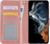 Hoes Geschikt voor Samsung S22 Ultra Hoesje Book Case Hoes Flip Cover Wallet Bookcase - Rosé goud
