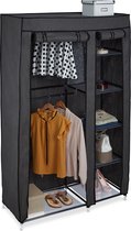 Relaxdays stoffen kledingkast - garderobekast 6 planken - vouwkast - ondiepe campingkast - antraciet