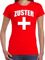 Zuster met kruis verkleed t-shirt rood voor dames - Verpleegster carnaval / feest shirt kleding / kostuum XXL