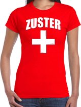 Zuster met kruis verkleed t-shirt rood voor dames - Verpleegster carnaval / feest shirt kleding / kostuum 2XL