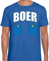 Boer met zakken icoon verkleed t-shirt blauw voor heren - Boeren carnaval / feest shirt kleding / kostuum XL