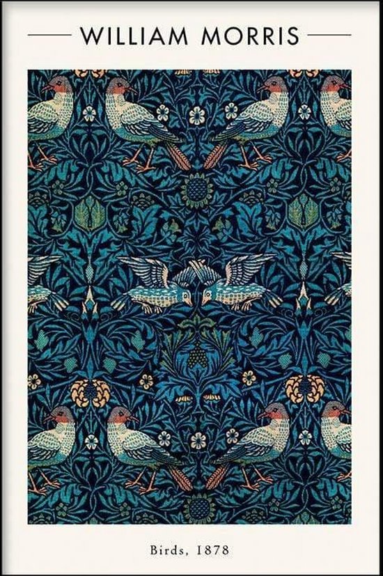Walljar - William Morris - Birds - Muurdecoratie - Poster met lijst