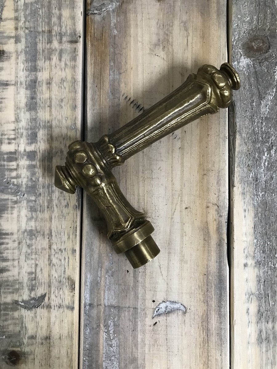1 deurklink antieke koperen ( patina ) incl doorn 8 mm