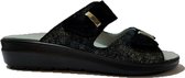 Rohde Slipper 5732 Zwart Metallic Suède Verwisselbaar Voetbed - 8 / 42