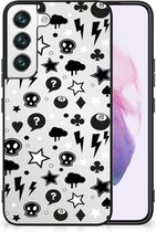 Silicone Back Cover Geschikt voor Samsung Galaxy S22 Telefoonhoesje met Zwarte rand Silver Punk