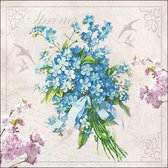 Ambiente - Laura - Papieren lunch servetten - 20 servetten - 33x33cm - Blauwe bloemen
