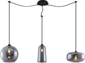 Lucande - hanglamp - 3 lichts - metaal, glas - E27 - , rookgrijs