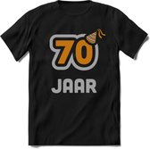 70 Jaar Feest T-Shirt | Goud - Zilver | Grappig Verjaardag Cadeau Shirt | Dames - Heren - Unisex | Tshirt Kleding Kado | - Zwart - XL