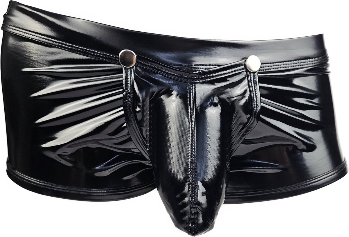 Goedkoopste BamBella ® - Boxer short Maat M Datex Zwart (Latex en stof SM kleding BDSM kruisloos erotische heren kleding