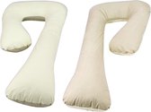 Voedingskussen / Zwangerschapskussens | J-vorm 235 cm | Beige ruitjes en beige