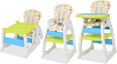 vidaXL Kinderstoel - 3-in-1 verstelbaar - Blad en 5-punts veiligheidsharnas - Comfortabel en interactief - Blauw - Groen - Wit - Kunststof en stoffen kussen - 72x62.5x106cm - Kinderstoel