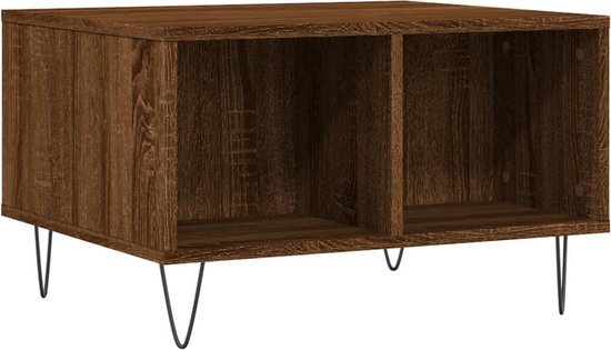vidaXL - Salontafel - 60x50x36,5 - cm - bewerkt - hout - bruin - eikenkleur