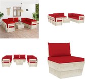 vidaXL 9-delige Loungeset met kussens pallet vurenhout - Loungeset - Loungesets - Tuinset - Tuinsets