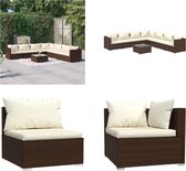 vidaXL 8-delige Loungeset met kussens poly rattan bruin - Loungeset - Loungesets - Tuinsets - Poly Rattan Loungeset