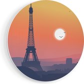 Artaza Forex Muurcirkel Illustratie Van De Eiffeltoren In Parijs - 60x60 cm - Wandbord - Wandcirkel - Rond Schilderij - Wanddecoratie Cirkel