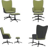 vidaXL Relaxstoel met voetenbank fluweel en PVC lichtgroen - Relaxstoel Met Voetenbank - Relaxstoelen Met Voetenbanken - Zetel Met Voetenbankje - Zetels Met Voetenbankjes