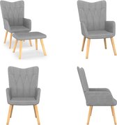 vidaXL Relaxstoel met voetenbank stof lichtgrijs - Relaxstoel Met Voetenbank - Relaxstoelen Met Voetenbanken - Zetel Met Voetenbankje - Zetels Met Voetenbankjes