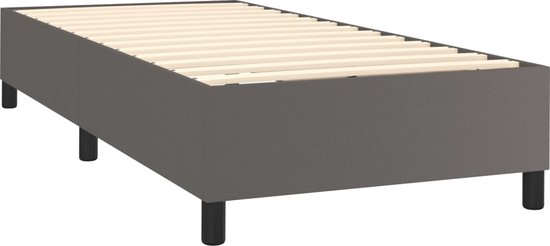 vidaXL Boxspring avec matelas Simili cuir Gris 90x200 cm - Boxspring - Sommiers - Lit - Meubles de couchage
