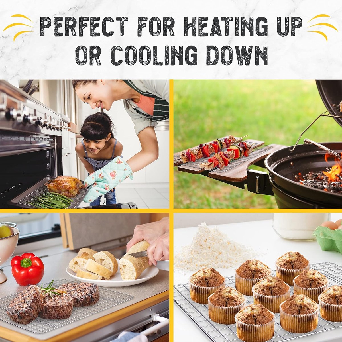 Tala Groot koelrooster met antiaanbaklaag, ideaal voor het koelen van vers gebak zoals muffins, koekjes, koekjes en cake, afmetingen 40 x 25 cm, zwart