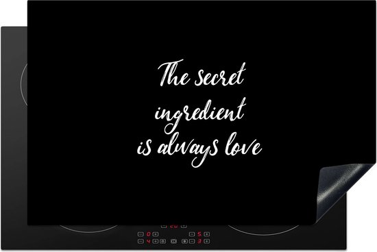 KitchenYeah® Inductie beschermer 80x52 cm - Quotes - Liefde - Koken - The secret ingredient is always love - Spreuken - Kookplaataccessoires - Afdekplaat voor kookplaat - Inductiebeschermer - Inductiemat - Inductieplaat mat