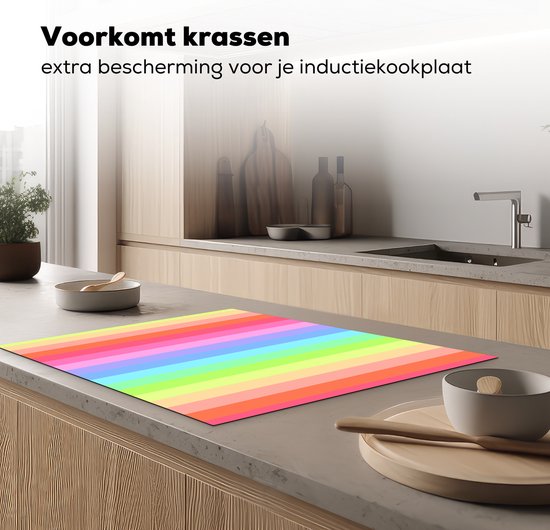 KitchenYeah® Inductie beschermer 77x59 cm - Regenboog - Patronen - Pastel - Kookplaataccessoires - Afdekplaat voor kookplaat - Inductiebeschermer - Inductiemat - Inductieplaat mat