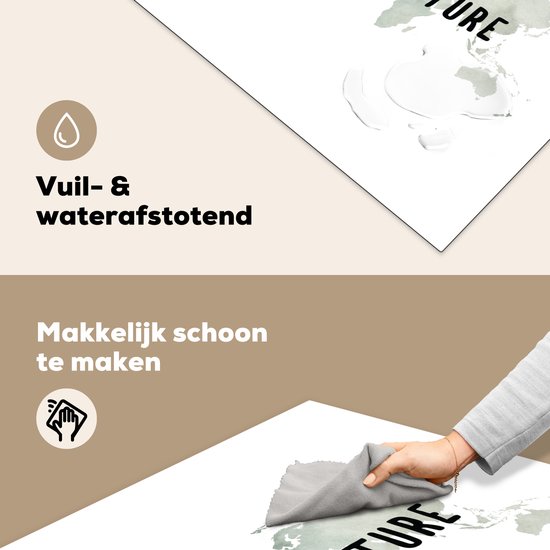 KitchenYeah® Inductie beschermer 78x78 cm - Wereldkaart - Aquarel - Quote - Kookplaataccessoires - Afdekplaat voor kookplaat - Inductiebeschermer - Inductiemat - Inductieplaat mat