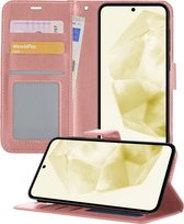 Hoesje Geschikt voor Samsung A35 Hoesje Book Case Hoes Wallet Cover - Hoes Geschikt voor Samsung Galaxy A35 5G Hoesje Bookcase Hoes - Rosé goud