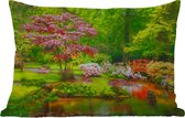 Buitenkussens - Brug - Japans - Botanisch - Bomen - Bloemen - 60x40 cm - Weerbestendig