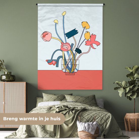 Wandkleed - Wanddoek - Bloemen - Retro - Pastel - 150x200 cm - Wandtapijt