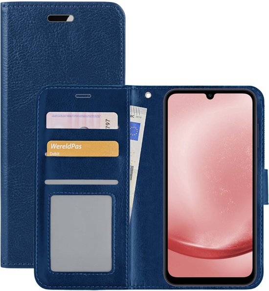 Hoes Geschikt voor Samsung A25 Hoesje Book Case Hoes Flip Cover Wallet Bookcase - Donkerblauw