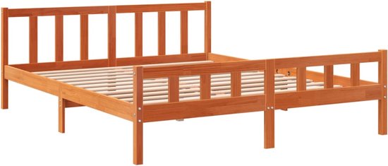 vidaXL-Bedframe-met-hoofdbord-massief-grenenhout-wasbruin-160x200-cm